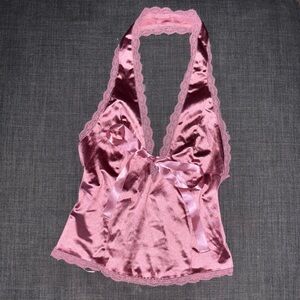 Kimchi Blue Pink Lace Blouse with Scalloped Edges